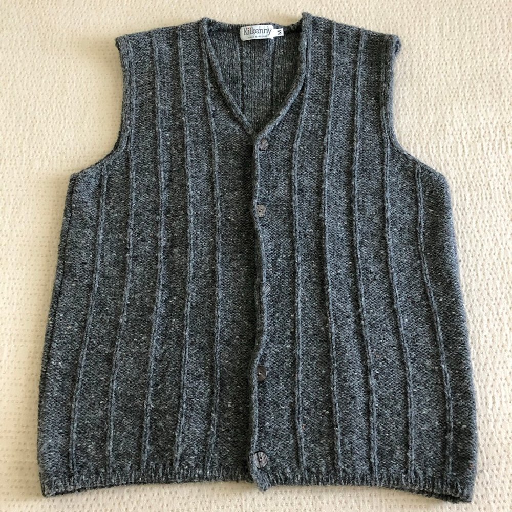 Button front wool vest made in Ireland